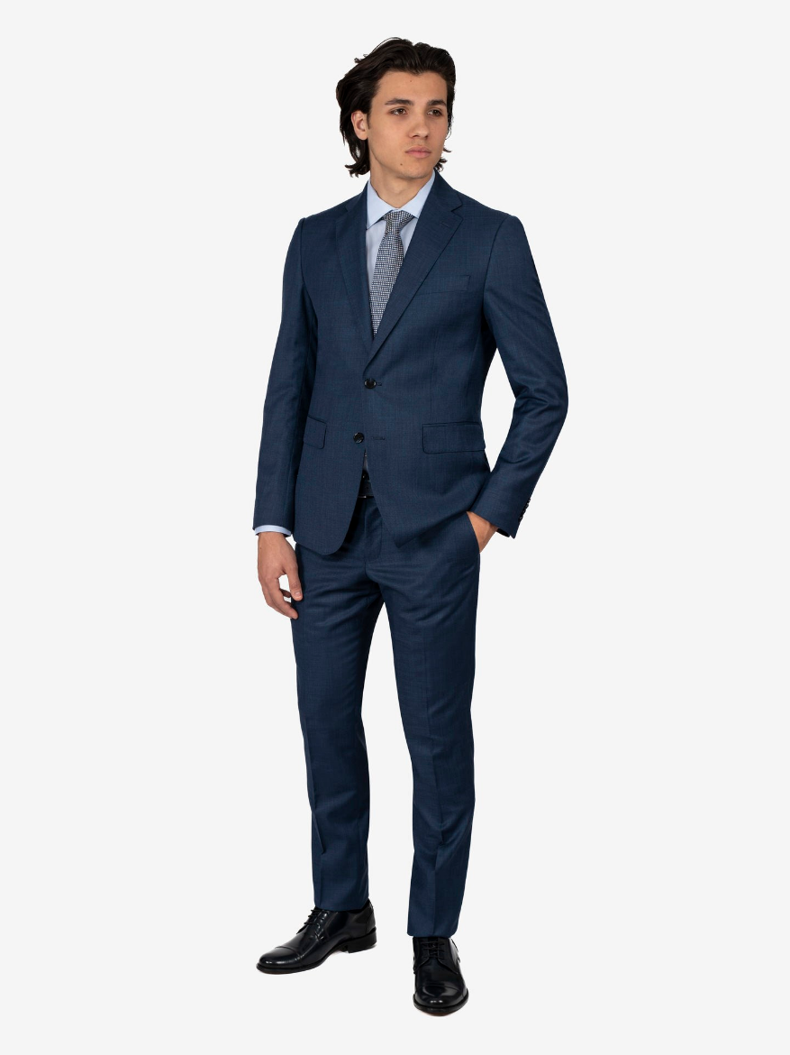 Picture of 2 piece blue suit in flamed canvas