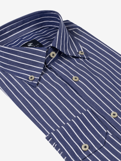 Picture of Dark background shirt with stripes in pure cotton