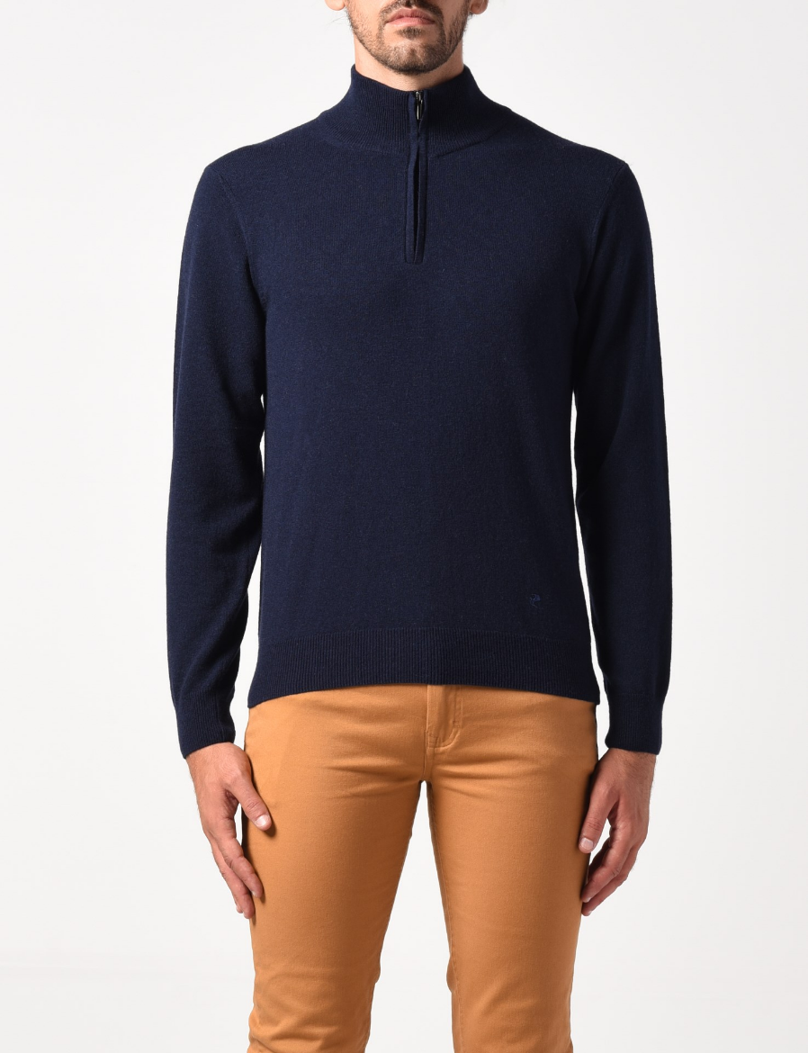Picture of High-necked zip sweater in cashmere blend