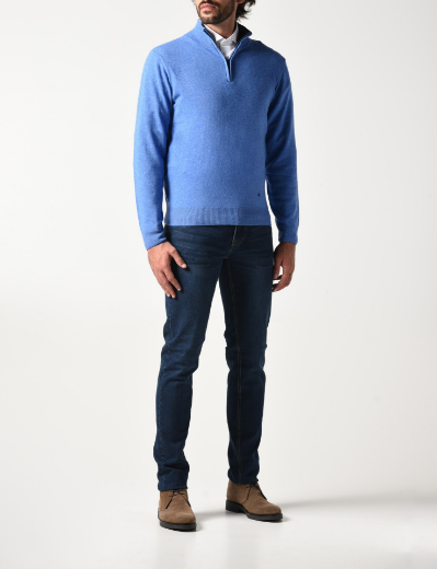Picture of High-necked zip sweater in cashmere blend