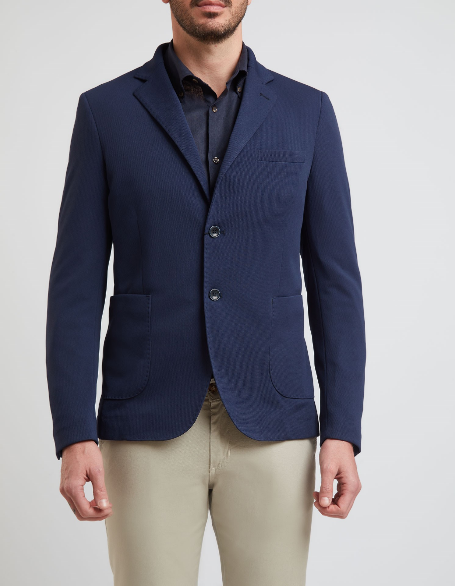 Picture of SOLID COLOR MILAN STITCH UNLINED JACKET WITH PATCH POCKET
