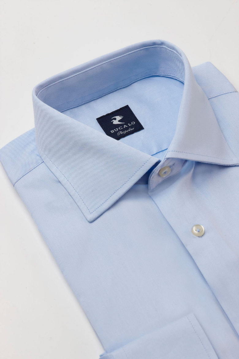 Picture of SHIRT WITH SEMI-FRENCH COLLAR, PLAIN COLOR, COTTON TWILL