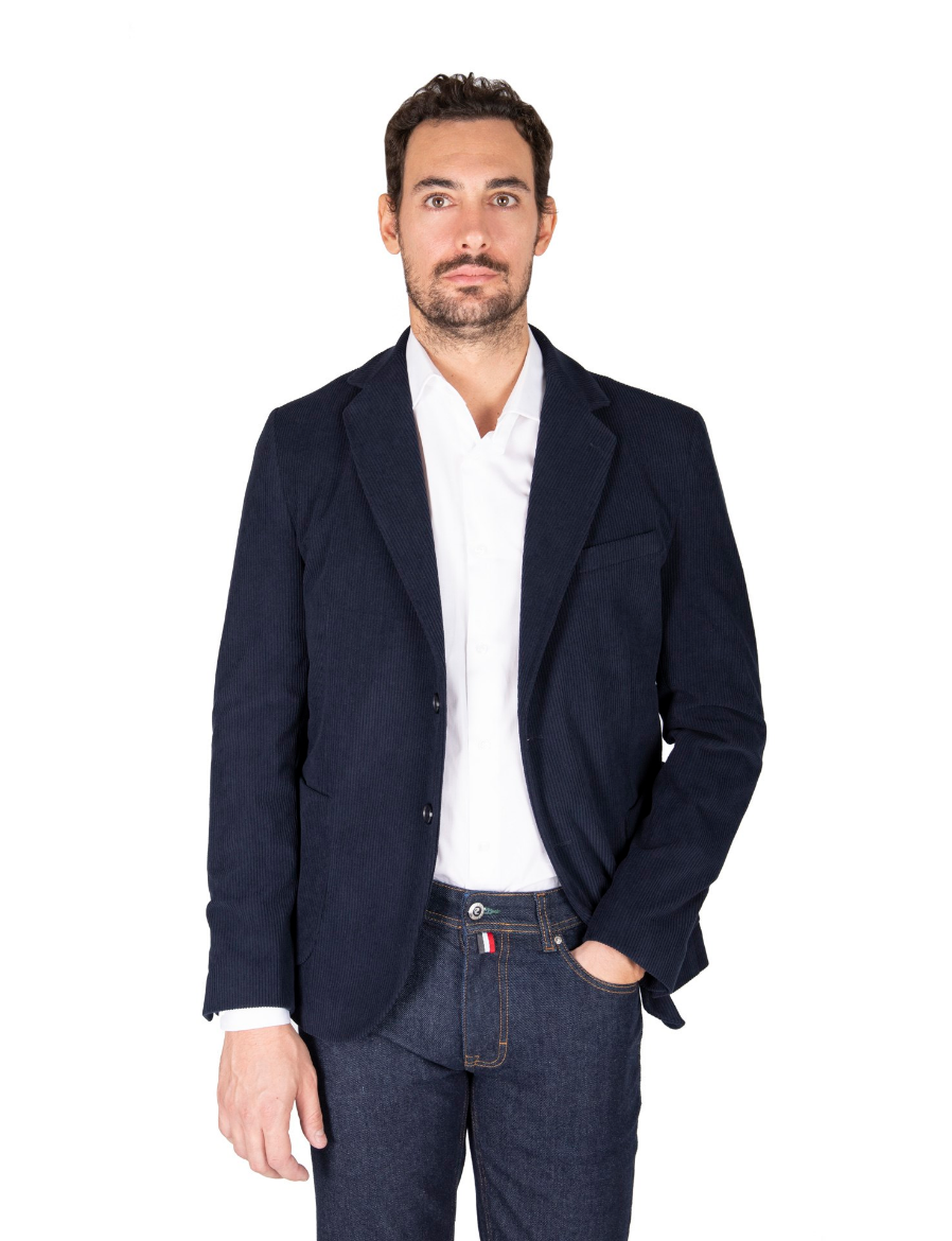 Picture of Solid color unlined jacket in boiled wool with patch pocket