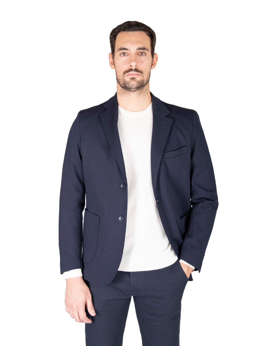 Picture of Solid color unlined jacket in boiled wool with patch pocket