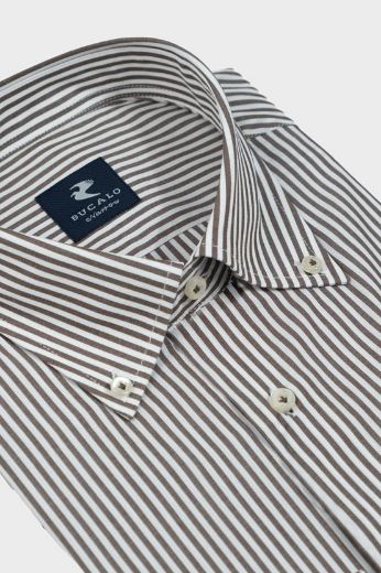 Immagine di CAMICIA POPELINE RIGATA COLLO  BUTTON DOWN