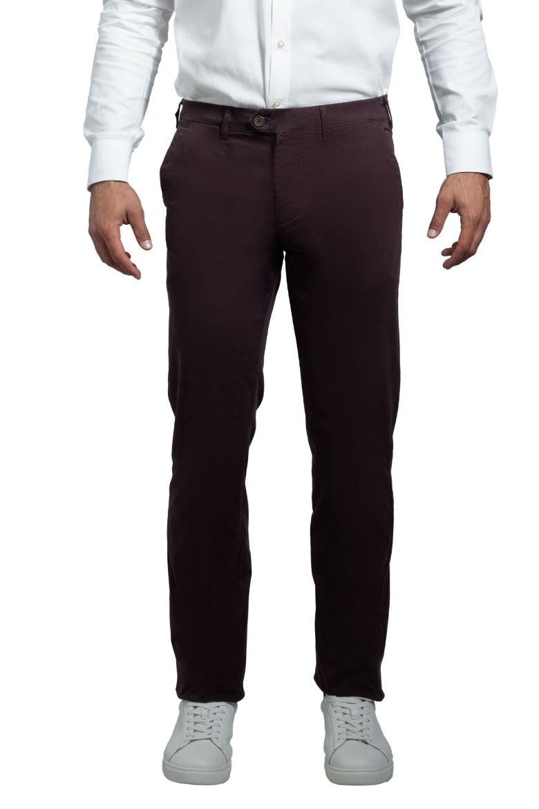 Immagine di PANTALONE INFORMALE  MODELLO CHINO IN COTONE  RASO, TINTA UNITA, VESTIBILITA' SLIM